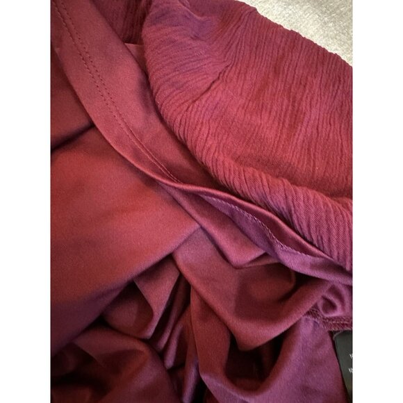 Women's Torrid Dress Chiffon Gauze Burgundy Wine Boho Crochet Size 2 Long Sleeve - Picture 13 of 13